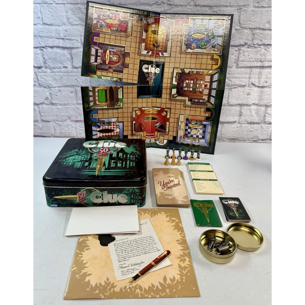 Clue 50th Anniversary Edition Game Collector's Metal Tin 1997 Hasbro Complete